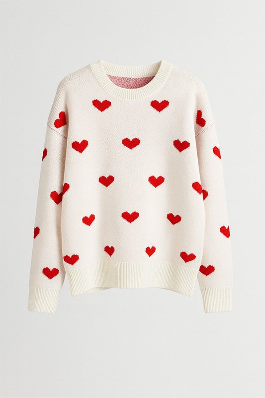 W2511JYYS94322-Cute Valentine Heart Pattern Knit Pullover