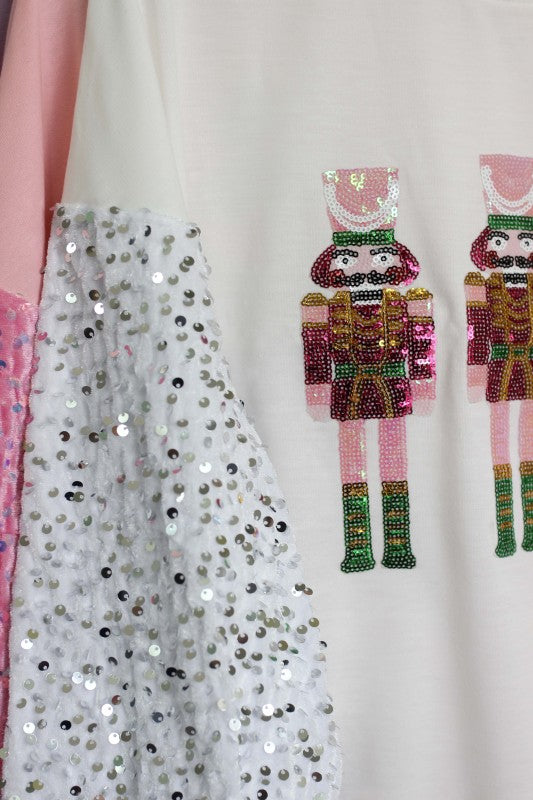 T2511YM41649-Sequin Nutcracker Christmas Sweatshirt