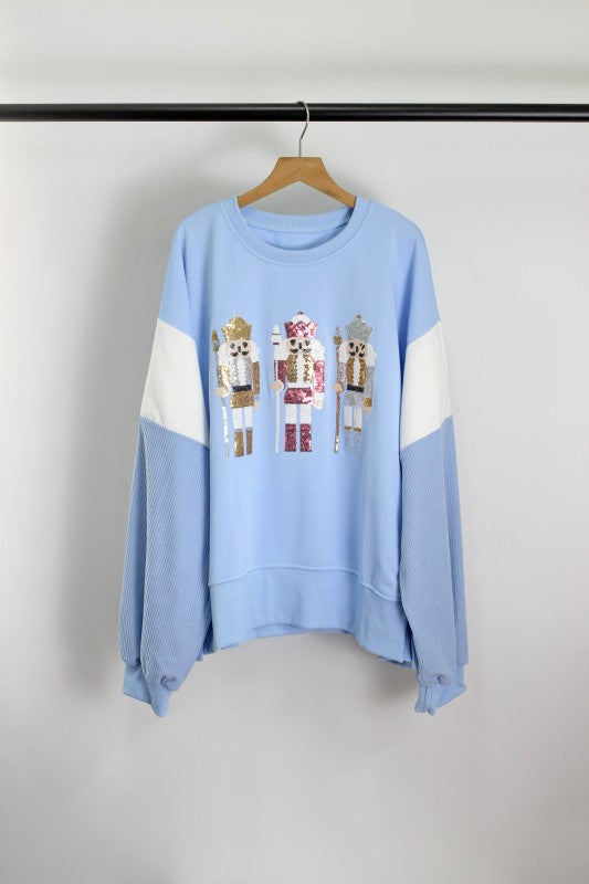T2511YM60718-Nutcracker Sequin Oversized Sweatshirt
