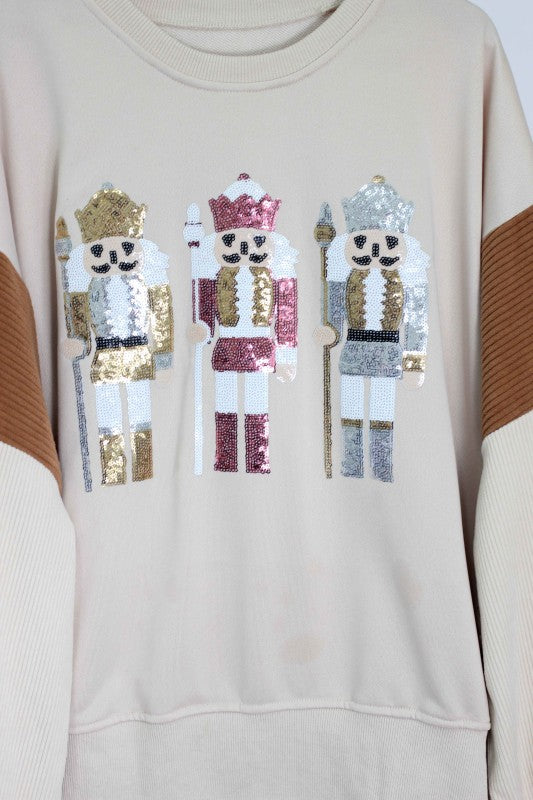 T2511YM60718-Nutcracker Sequin Oversized Sweatshirt