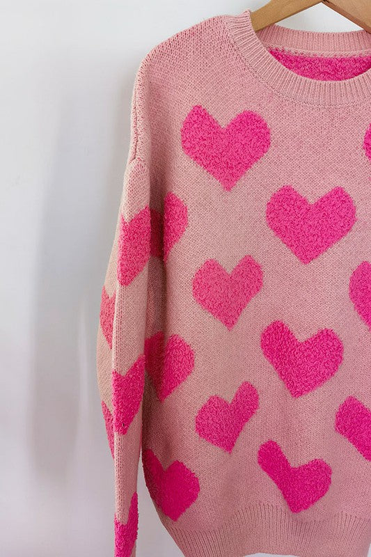 SOFT JACQUARD HEART SWEATER-W2311JYYS93544