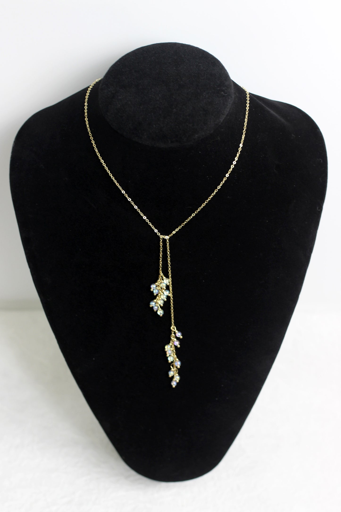 A2406FJ80896 - Delicate Gold Floral Lariat Necklace