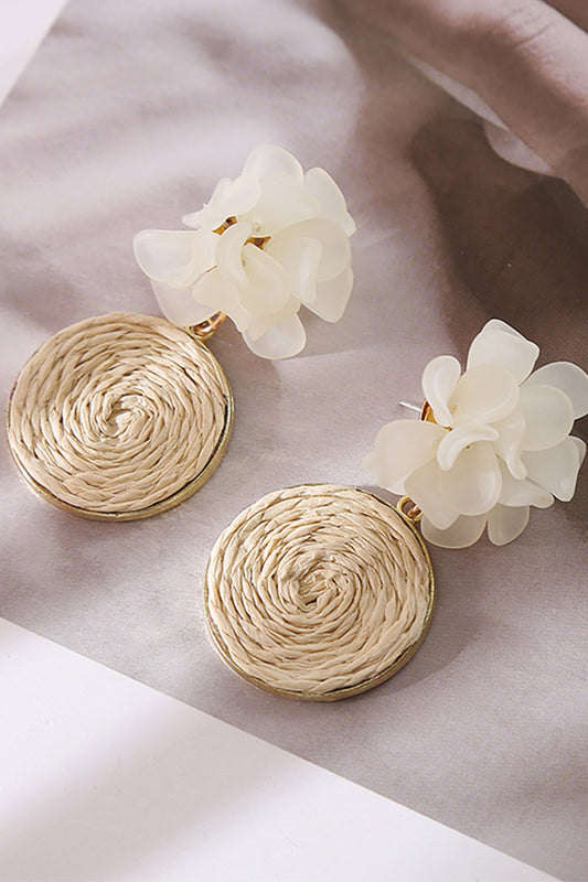 A2406HEM11083 - WHITE SWIRL FLORAL DROP EARRINGS