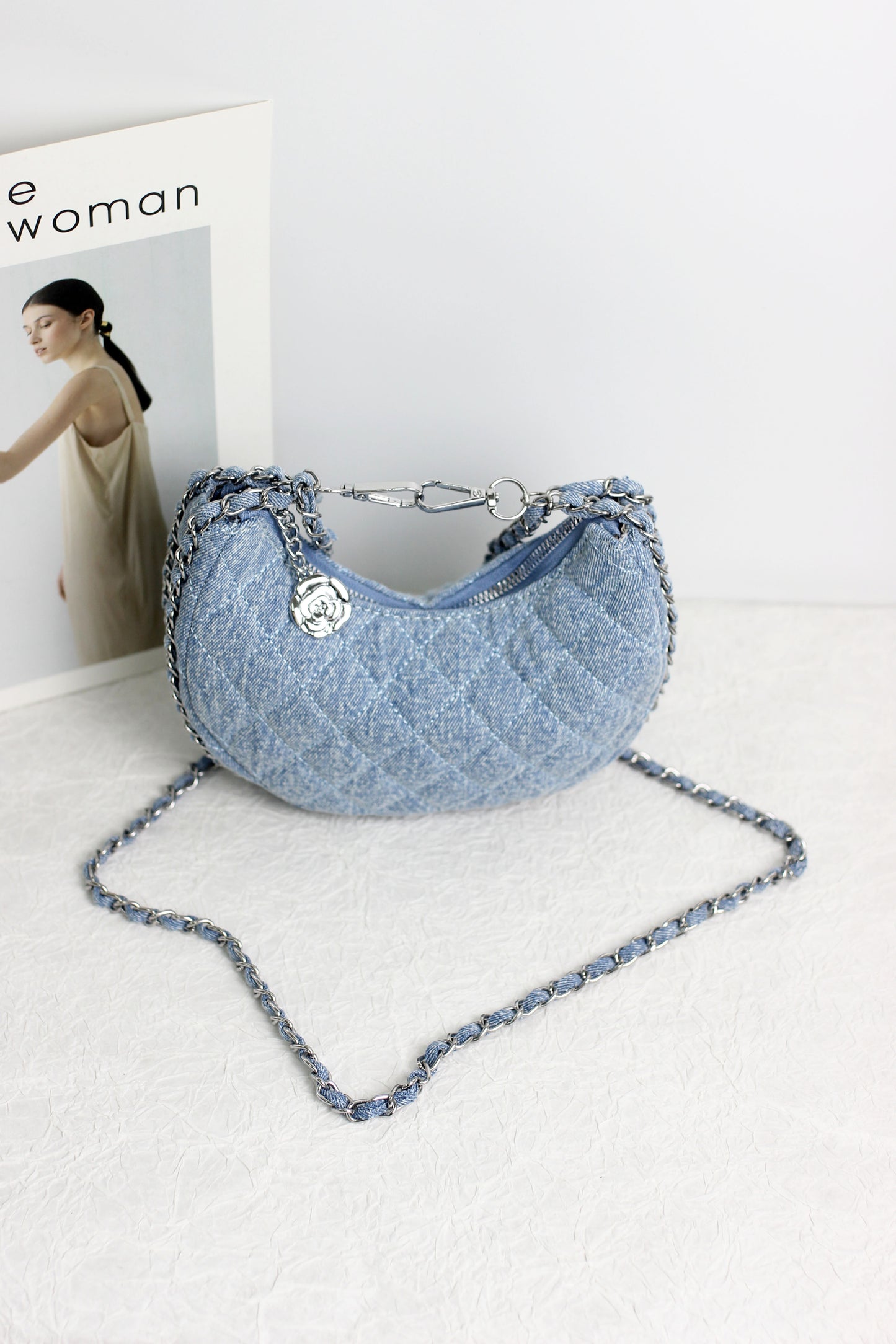 A2406HK13738 - DENIM DELIGHT CRESCENT BAG
