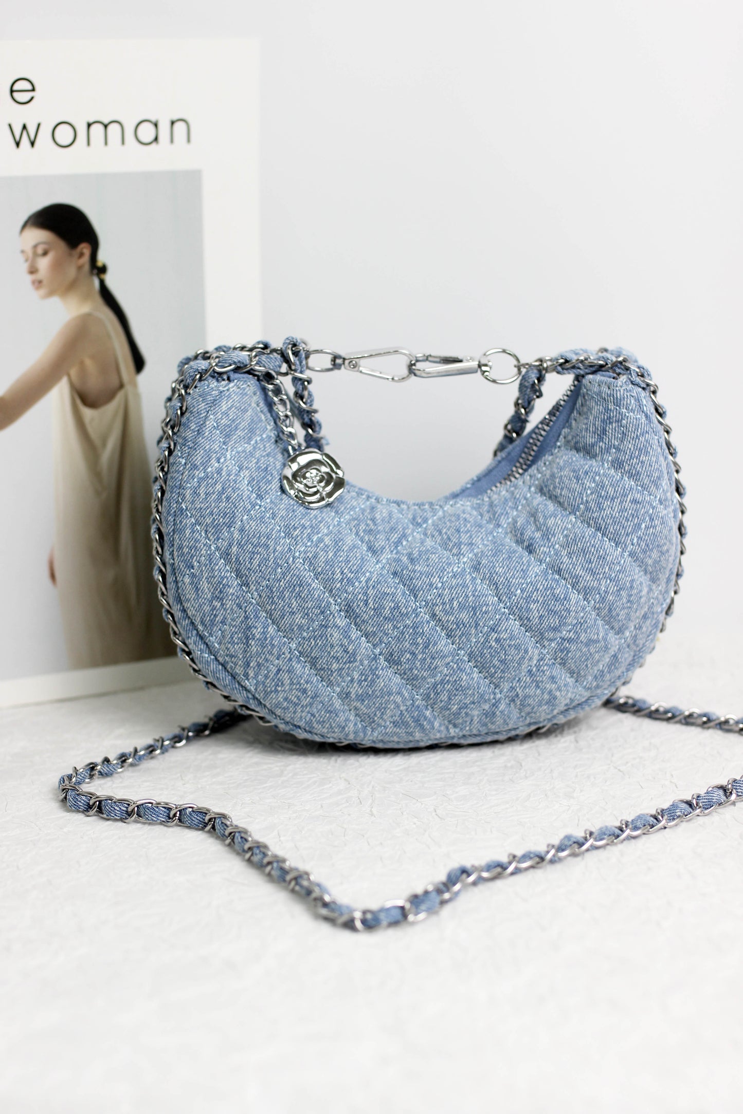 A2406HK13738 - DENIM DELIGHT CRESCENT BAG