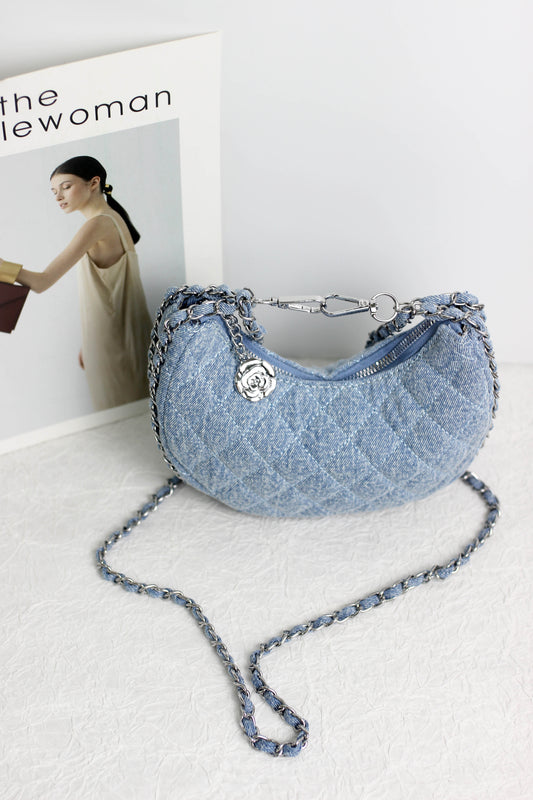 A2406HK13738 - DENIM DELIGHT CRESCENT BAG