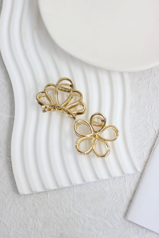 A2407CY80892 - Gold-Plated Floral Hair Claw Clips