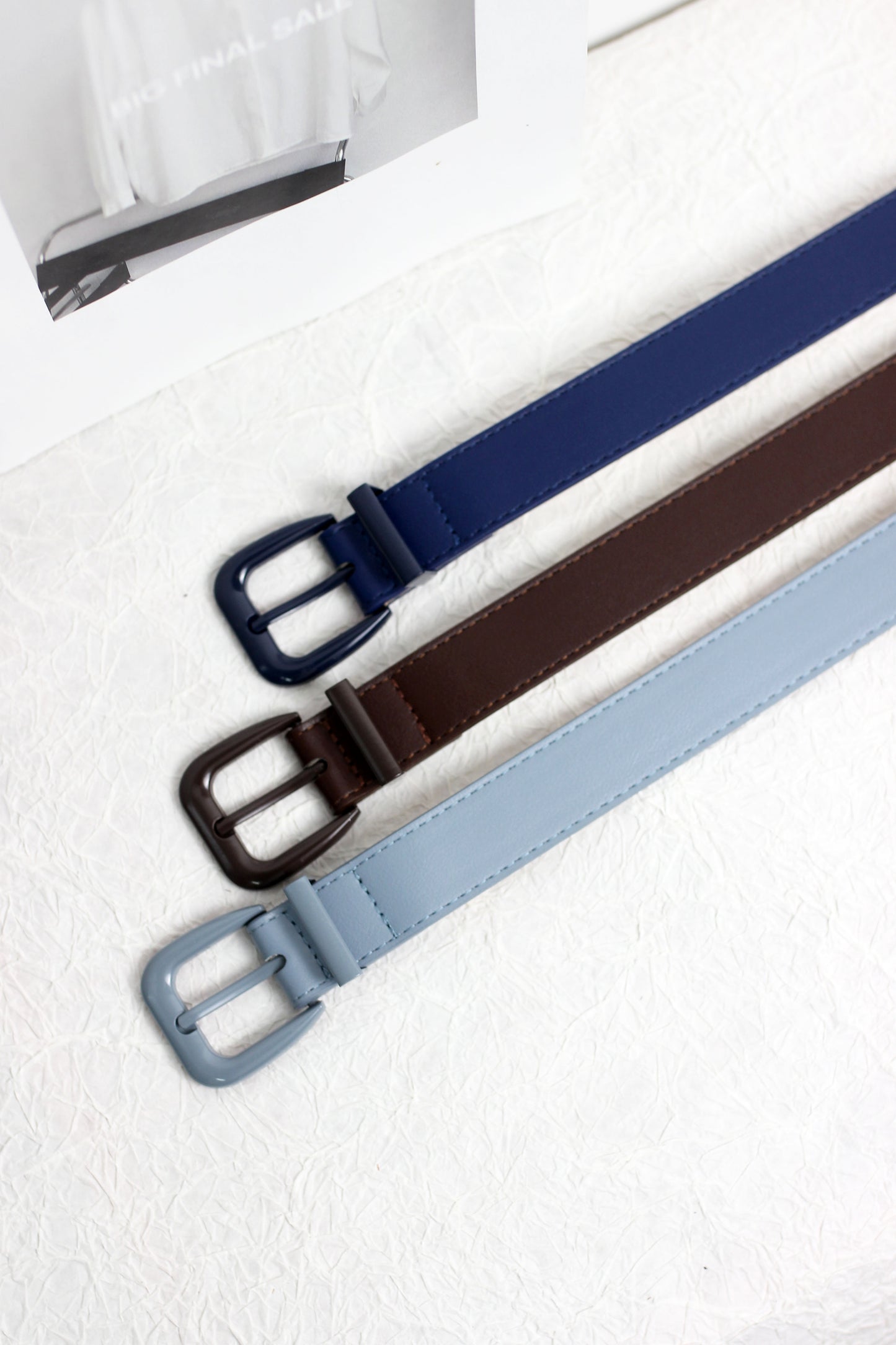 A2408ASS55368 -  Faux PU Leather Double Prong Buckle Belt