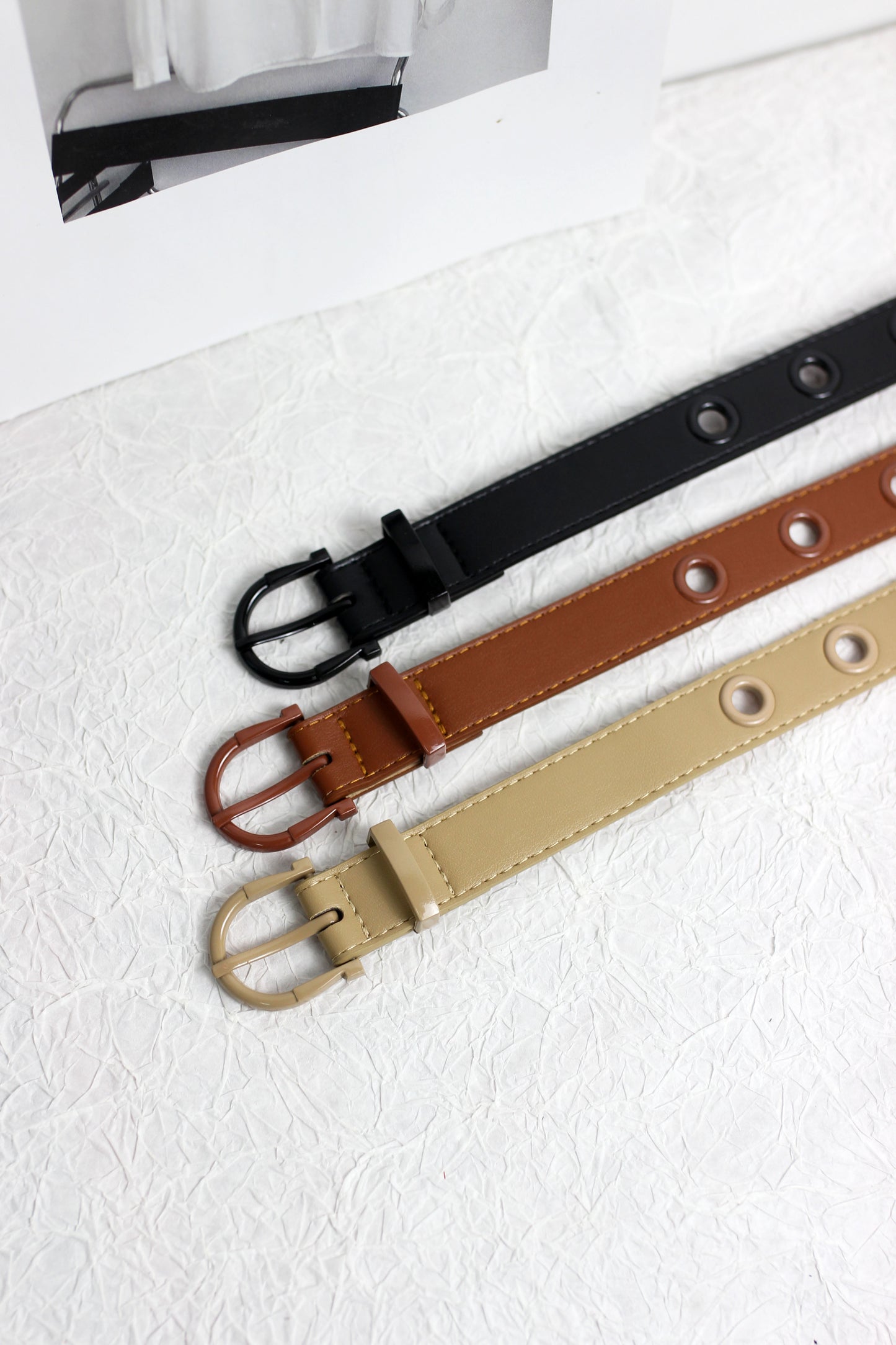 A2408ASS61130 - Faux PU Leather Belt with Eyelet Design