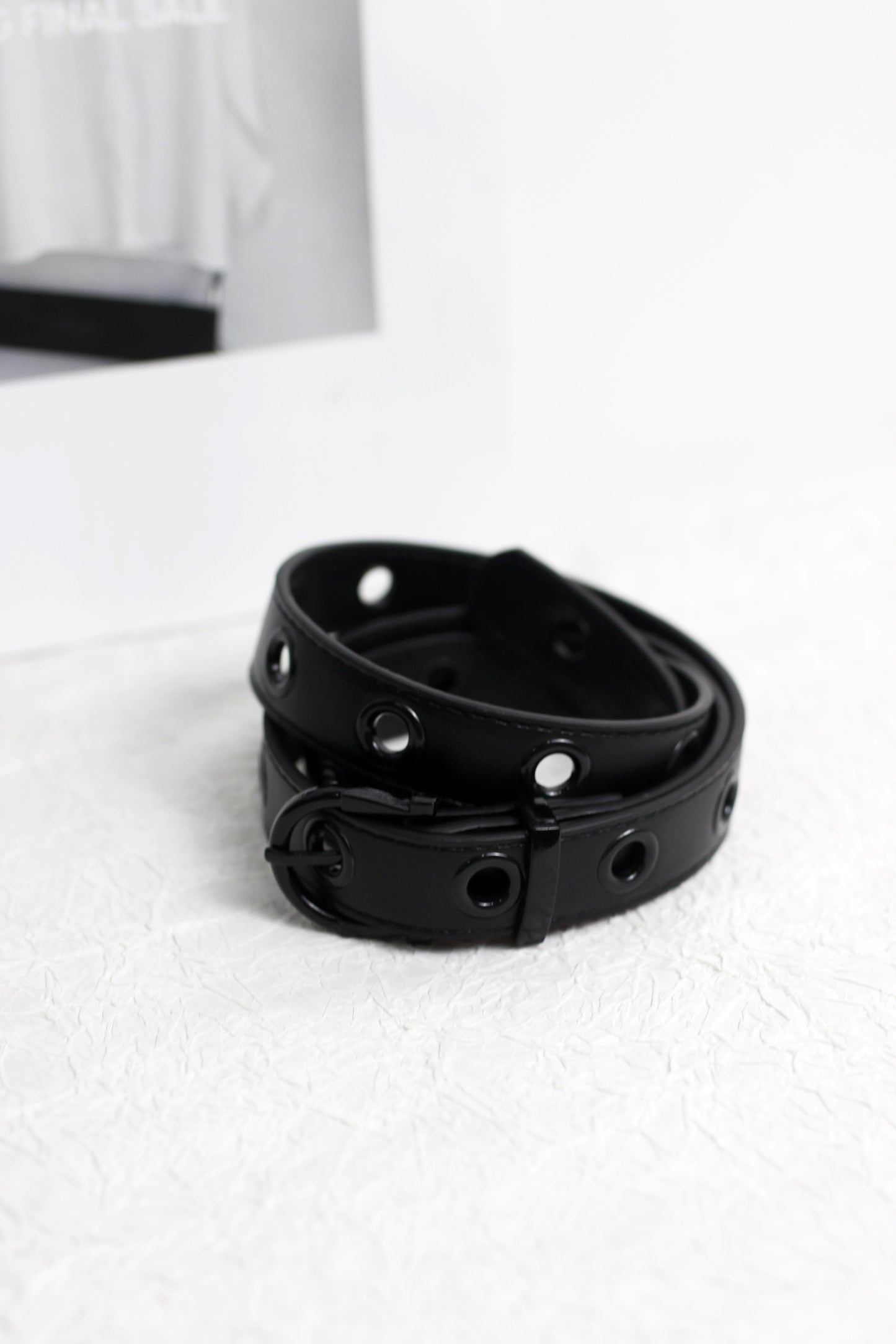 A2408ASS61130 - Faux PU Leather Belt with Eyelet Design