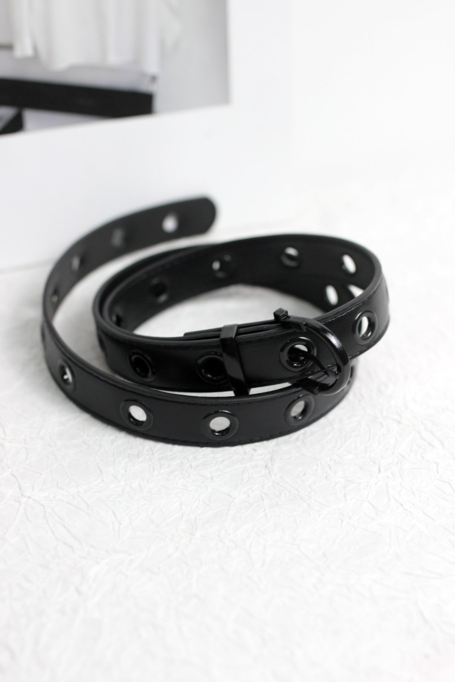 A2408ASS61130 - Faux PU Leather Belt with Eyelet Design