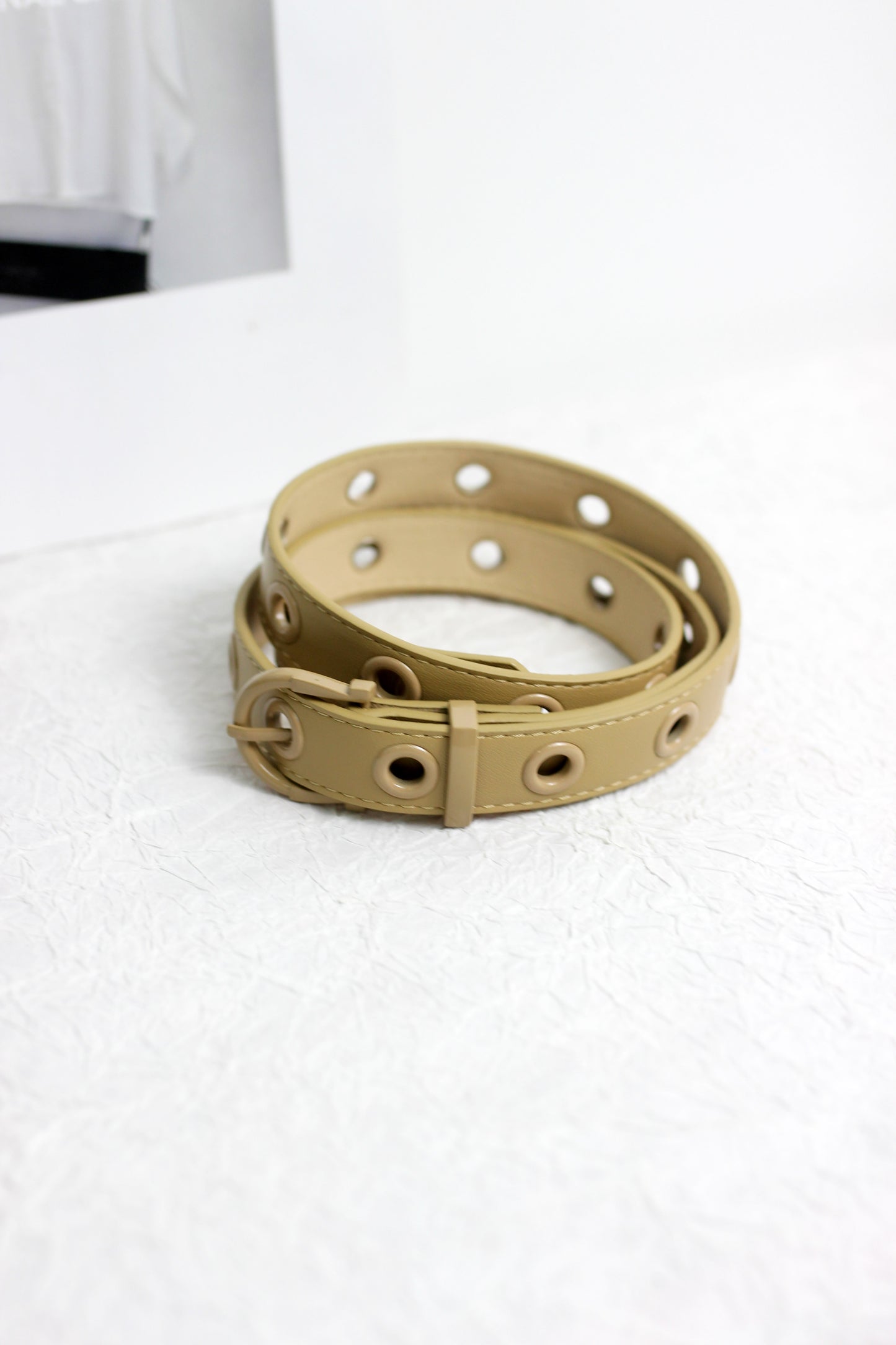 A2408ASS61130 - Faux PU Leather Belt with Eyelet Design