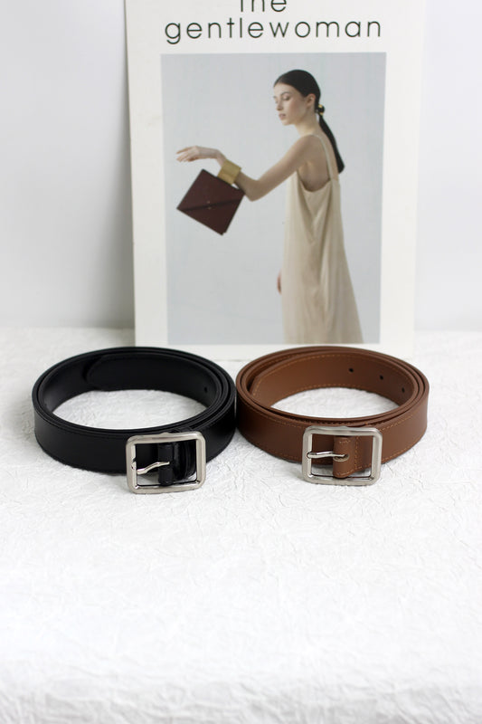 A2408DJN11164 - Classic Leather Belt with Square Buckle