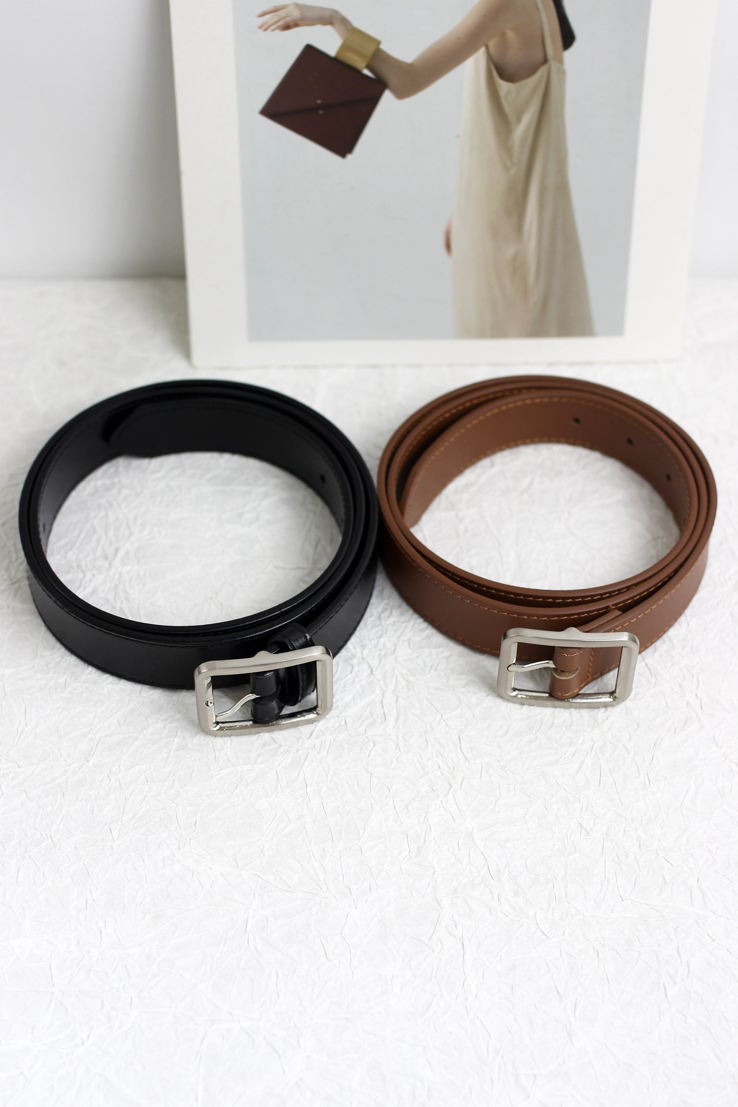 A2408DJN11164 - Classic Leather Belt with Square Buckle