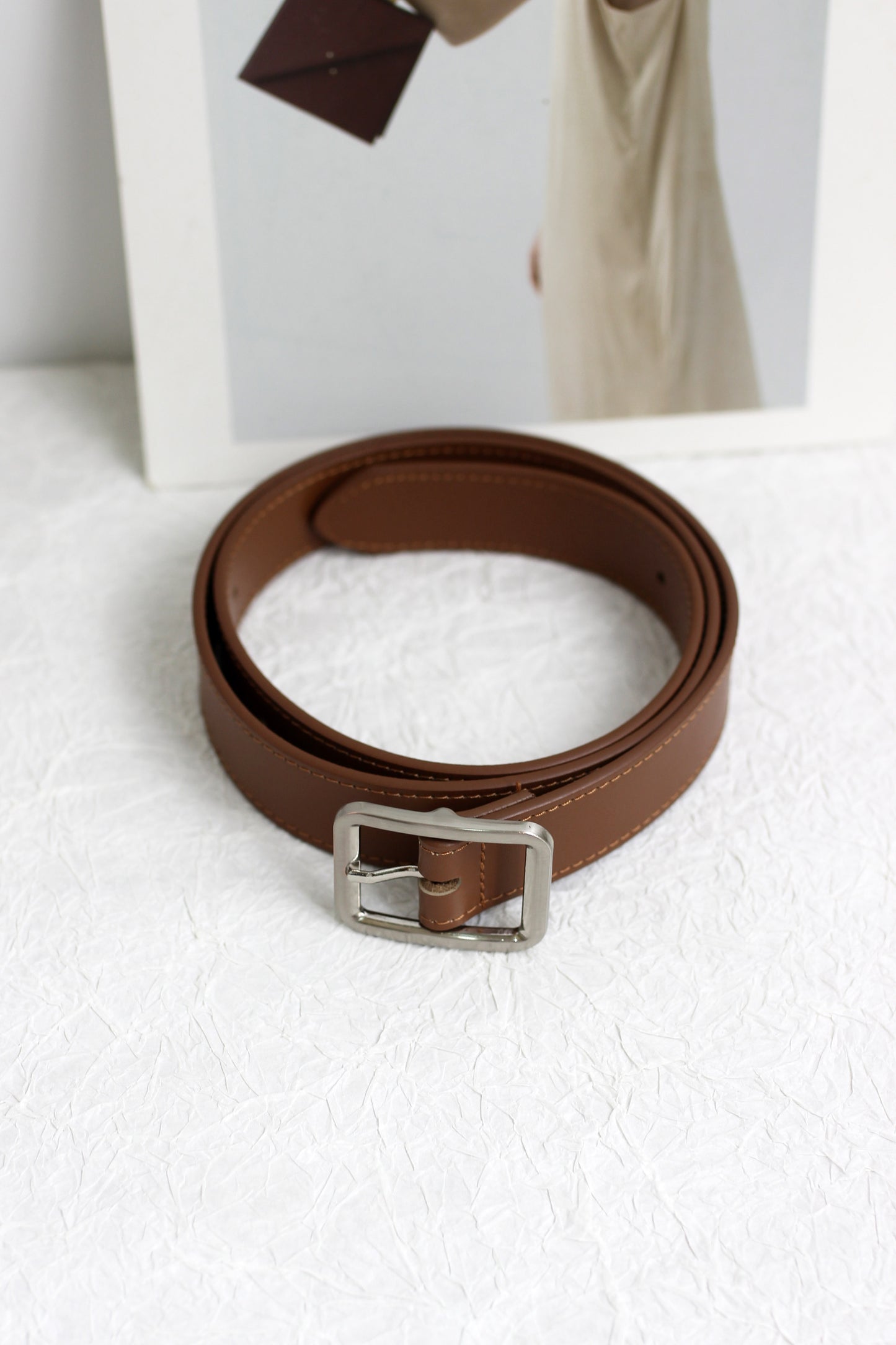 A2408DJN11164 - Classic Leather Belt with Square Buckle