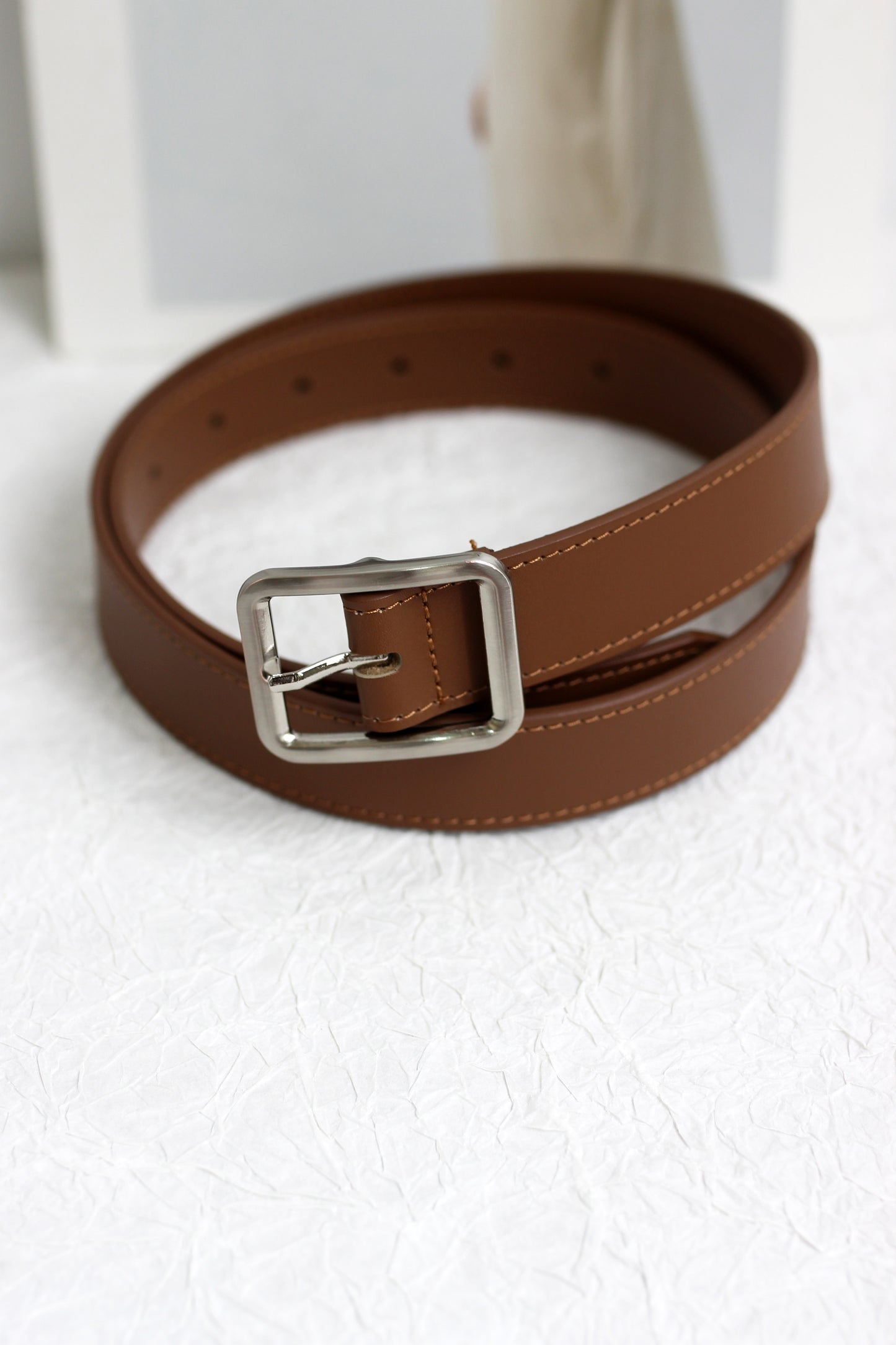 A2408DJN11164 - Classic Leather Belt with Square Buckle