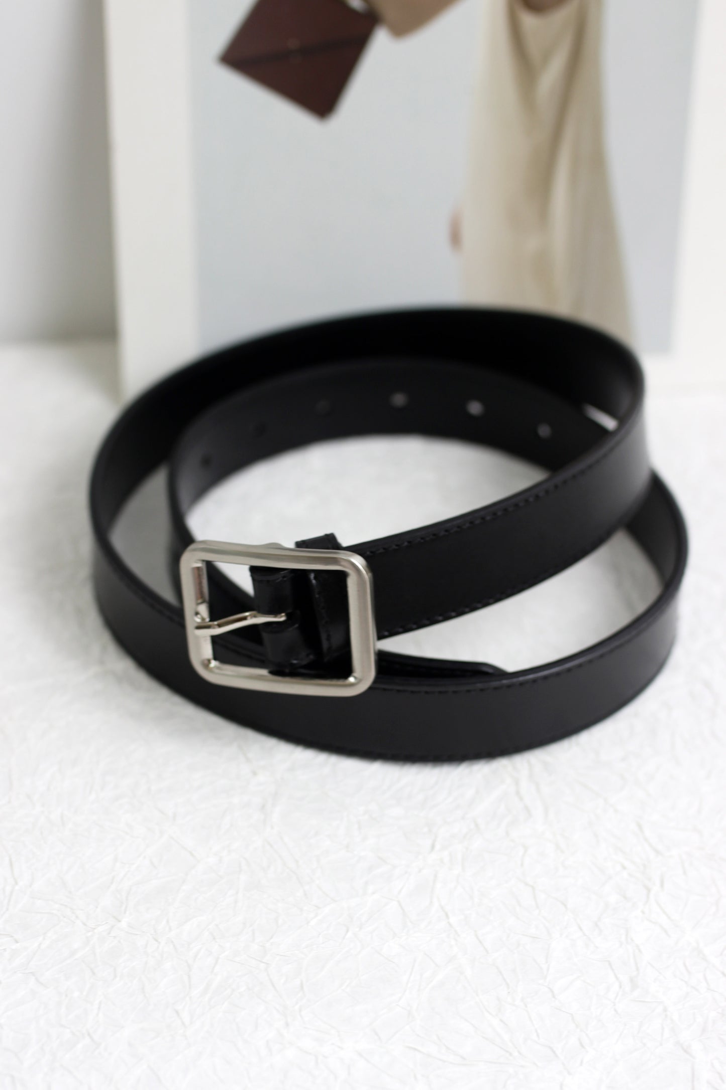 A2408DJN11164 - Classic Leather Belt with Square Buckle
