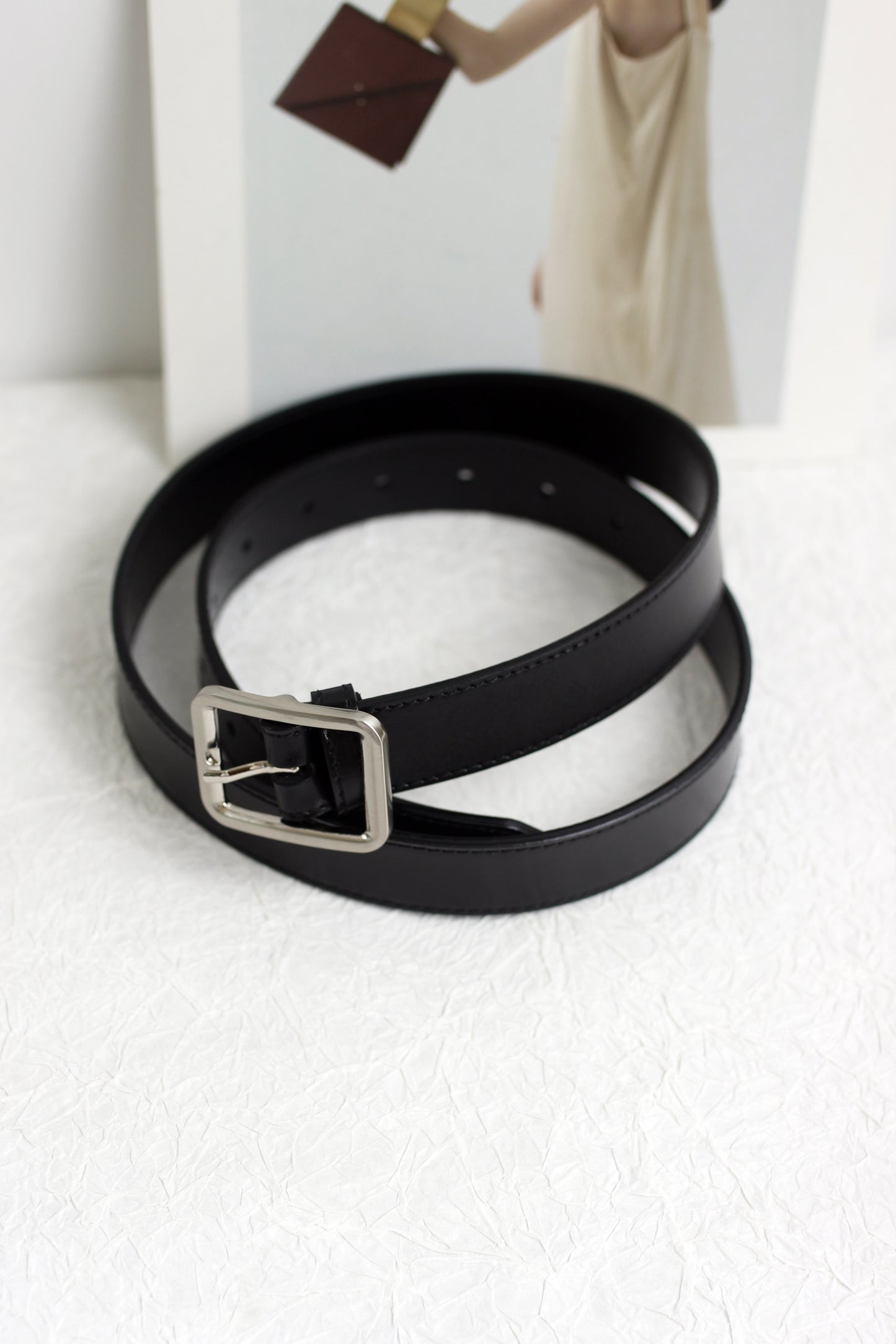 A2408DJN11164 - Classic Leather Belt with Square Buckle