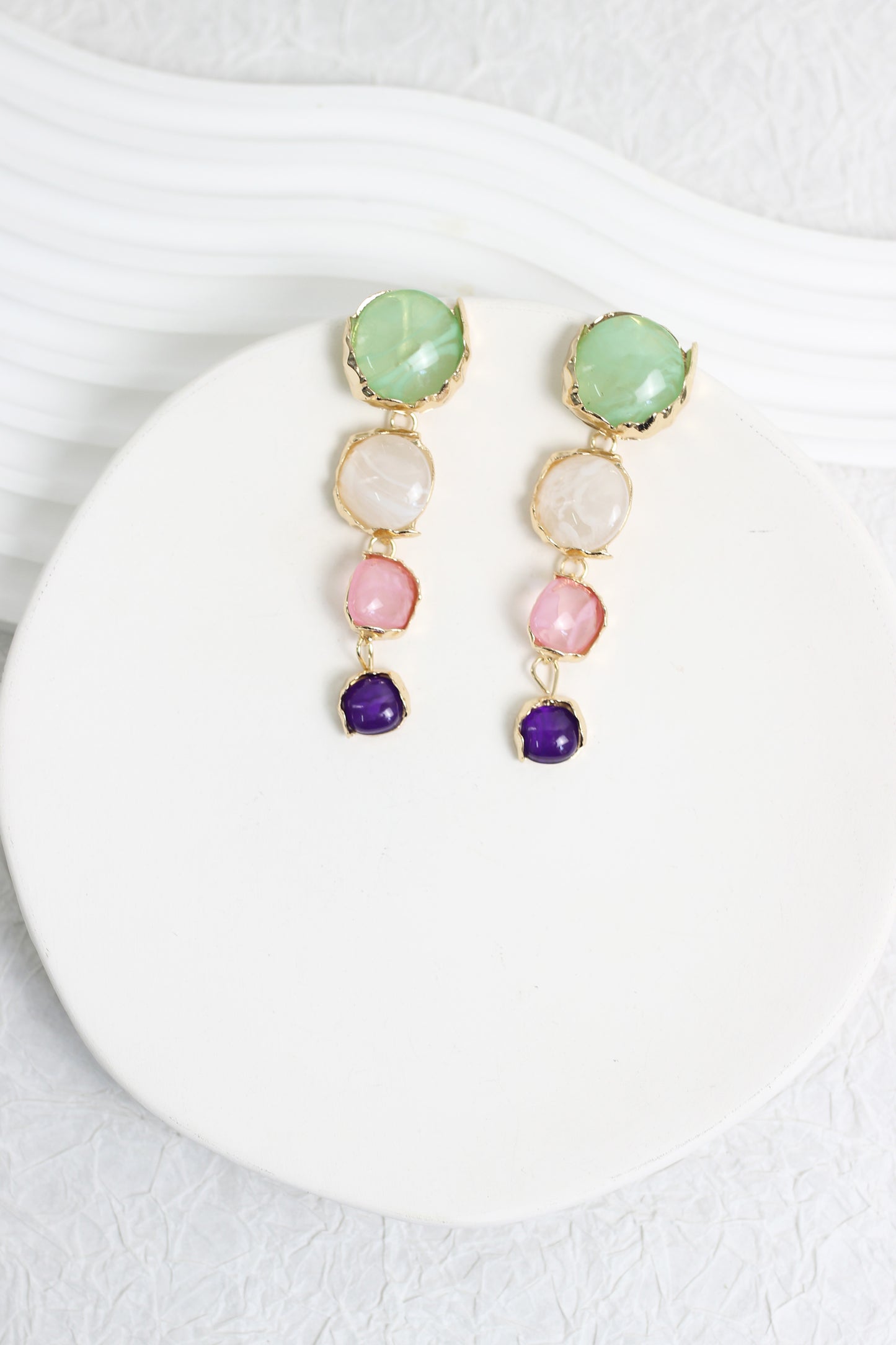 A2409JL43247 - Multicolor Gemstone Drop Earrings