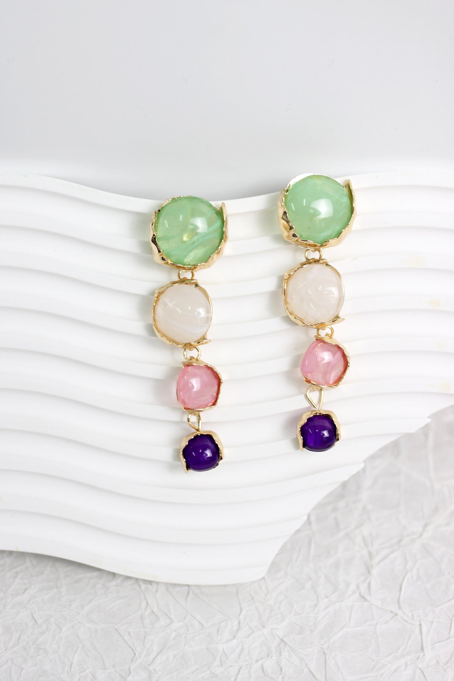 A2409JL43247 - Multicolor Gemstone Drop Earrings