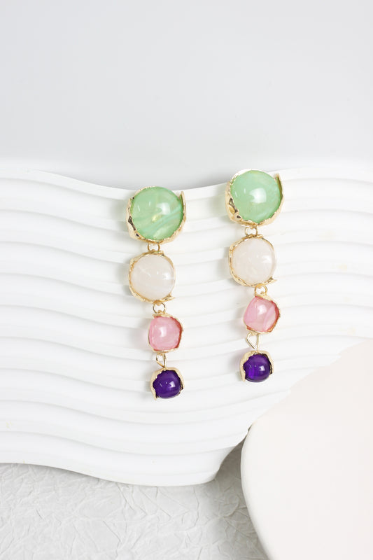 A2409JL43247 - Multicolor Gemstone Drop Earrings