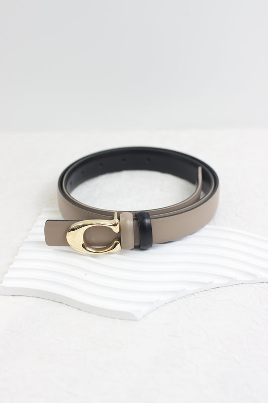 A2410DJN51185 -  Sleek Leather Belts with Gold-Tone Buckle