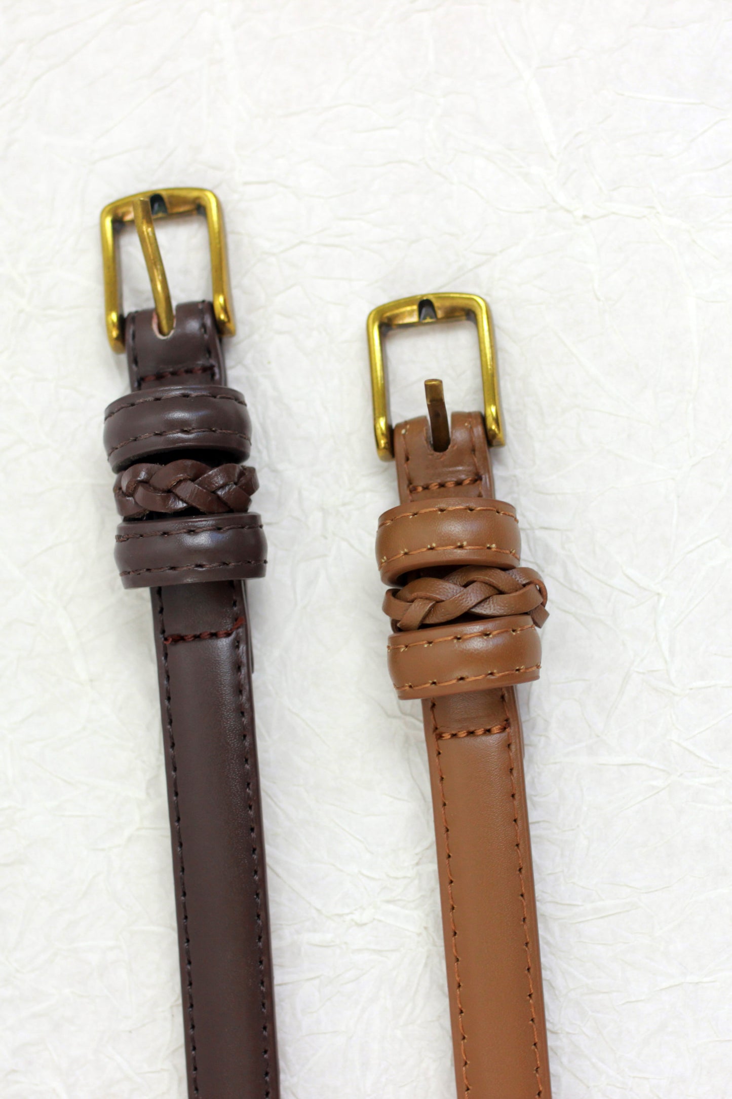 A2410DJN55722 -  Braided Leather Belt with Brass Buckle