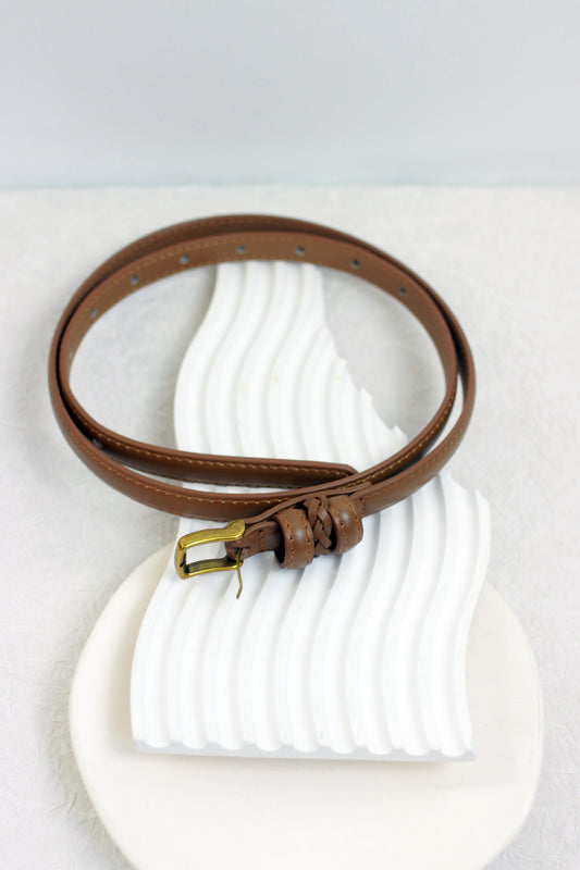 A2410DJN55722 -  Braided Leather Belt with Brass Buckle