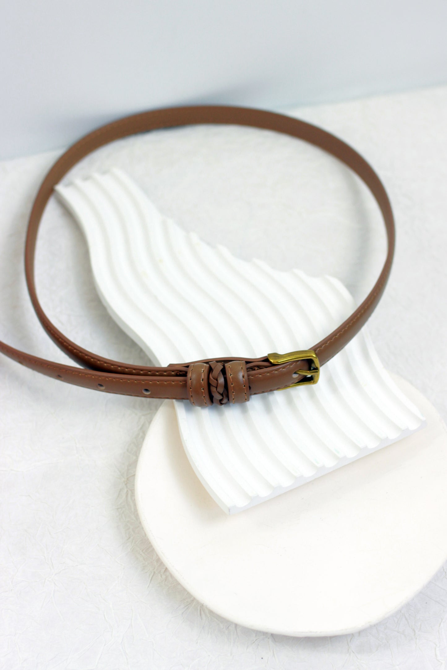 A2410DJN55722 -  Braided Leather Belt with Brass Buckle