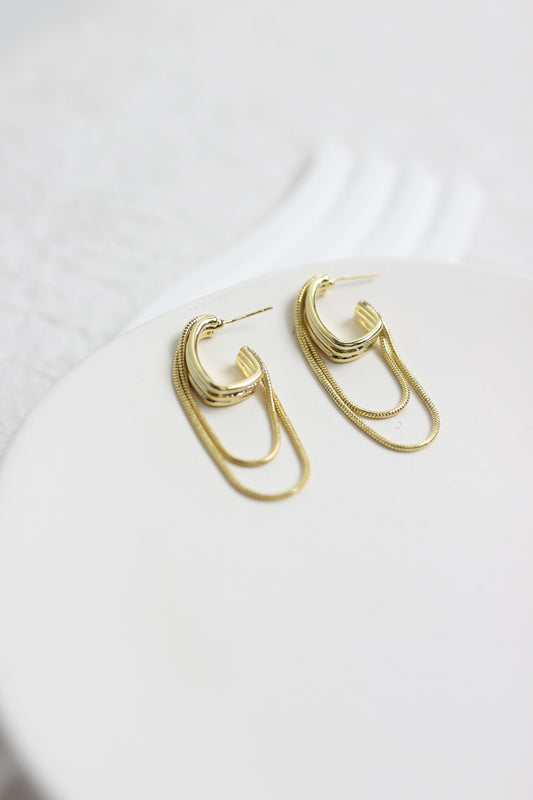 A2410HY98733 - Geometric Double Layer Hoop Earrings