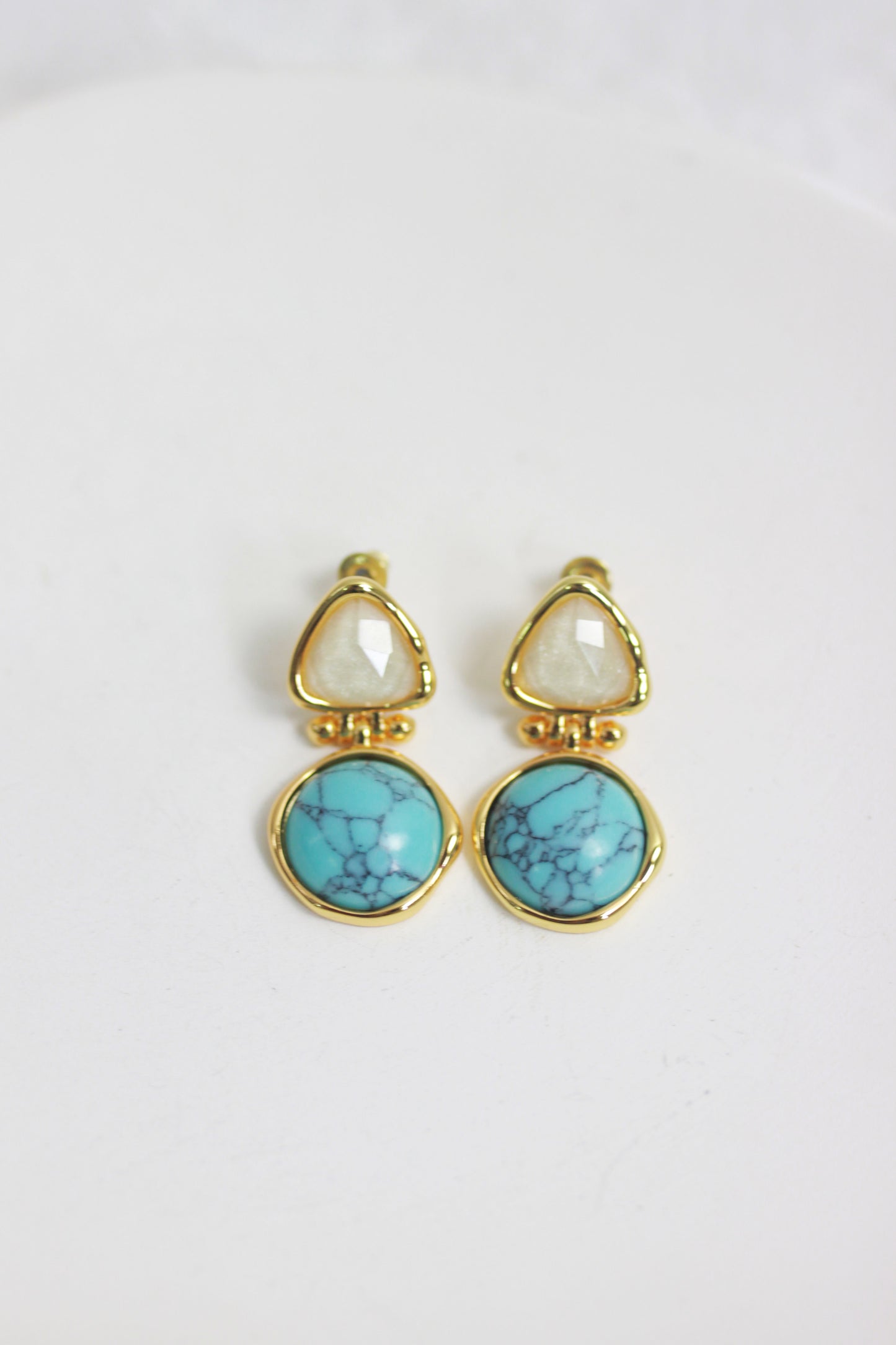 A2410ZM47840 - Turquoise and Textured Stone Drop Earrings