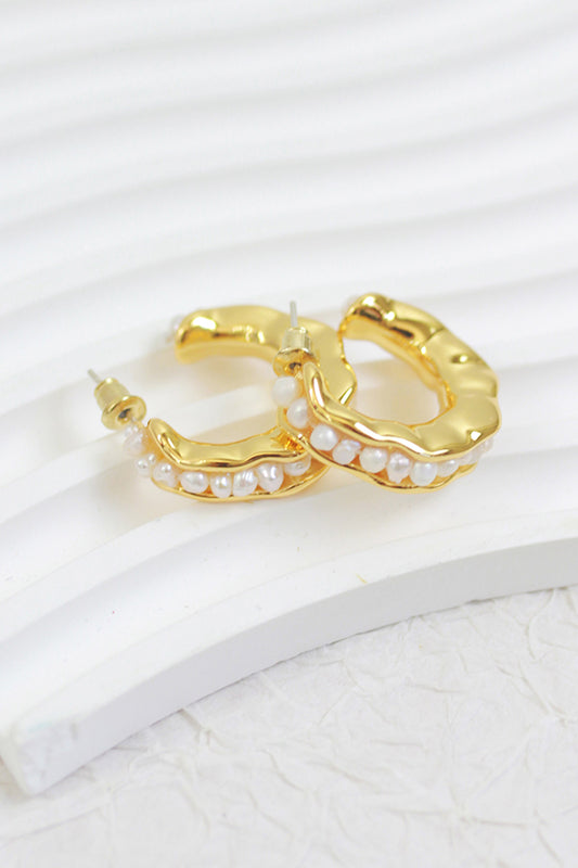A2410ZM55252 - Gold Hoop Earrings with Pearls