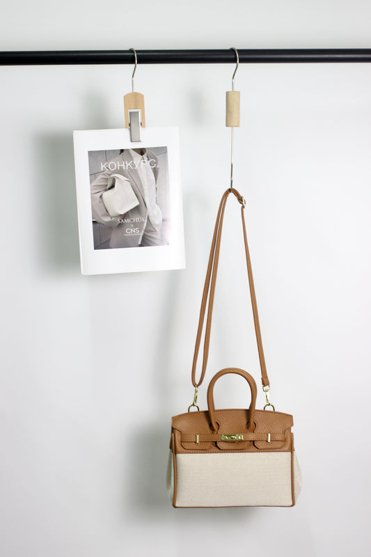 A2411YF13395 -Classic Canvas and PU Leather Tote Bag