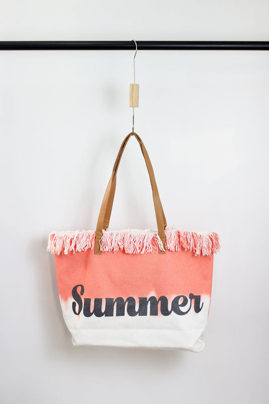 A2412BD10176 - Summer Fringe Canvas Tote Bag