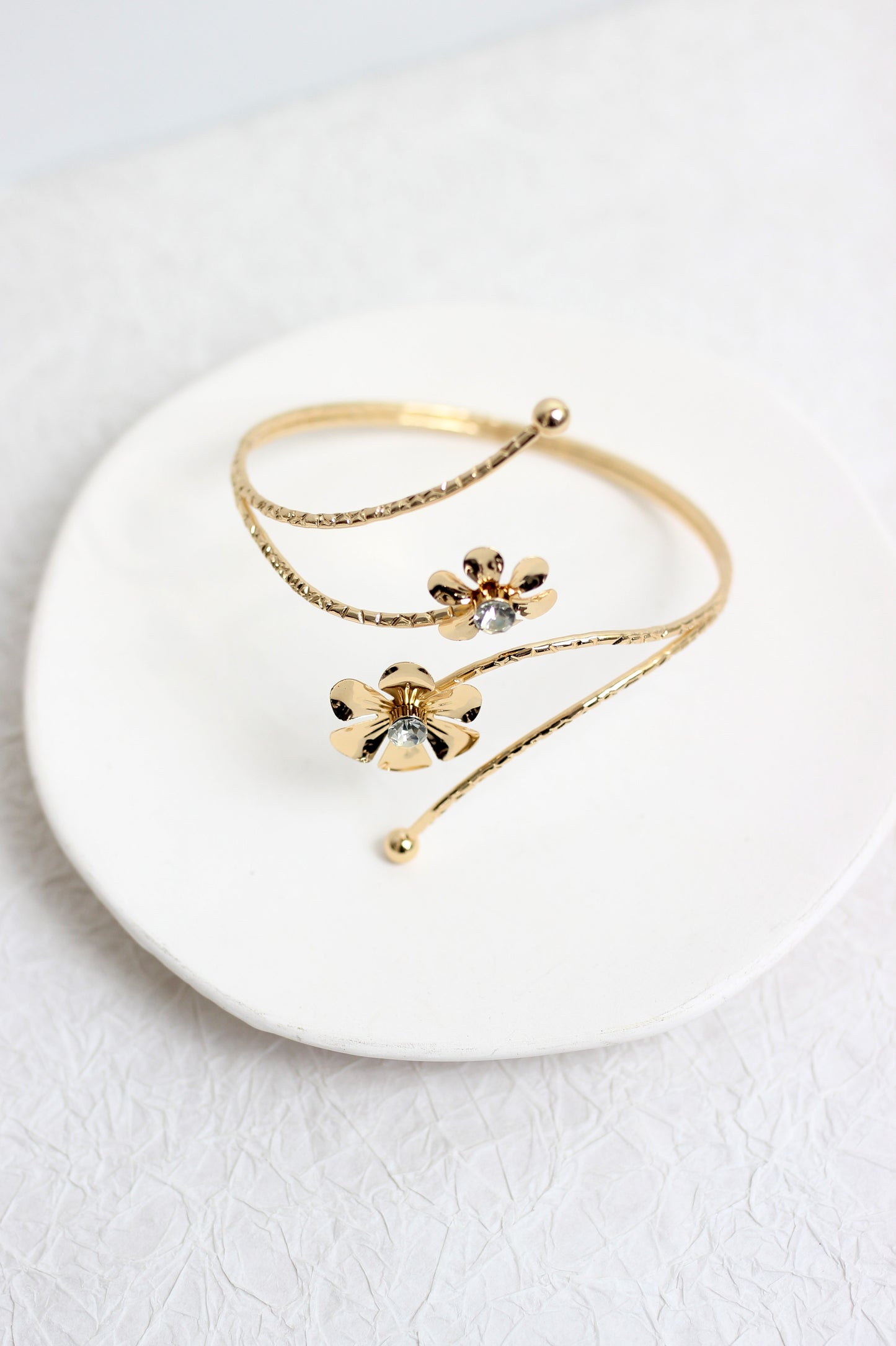 A2412MAT35925 - Gold-Tone Spiral & Floral Cuff Bracelet Set