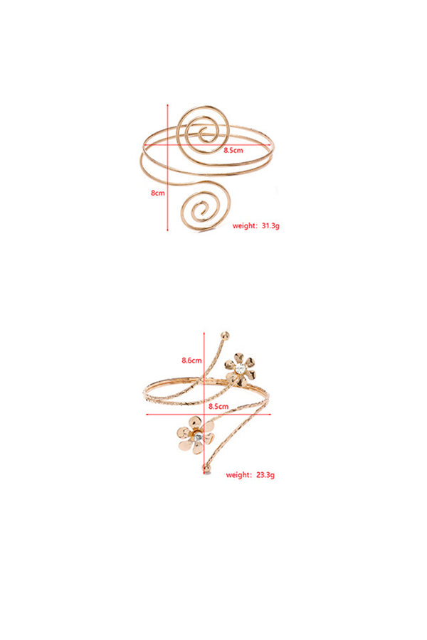 A2412MAT35925 - Gold-Tone Spiral & Floral Cuff Bracelet Set