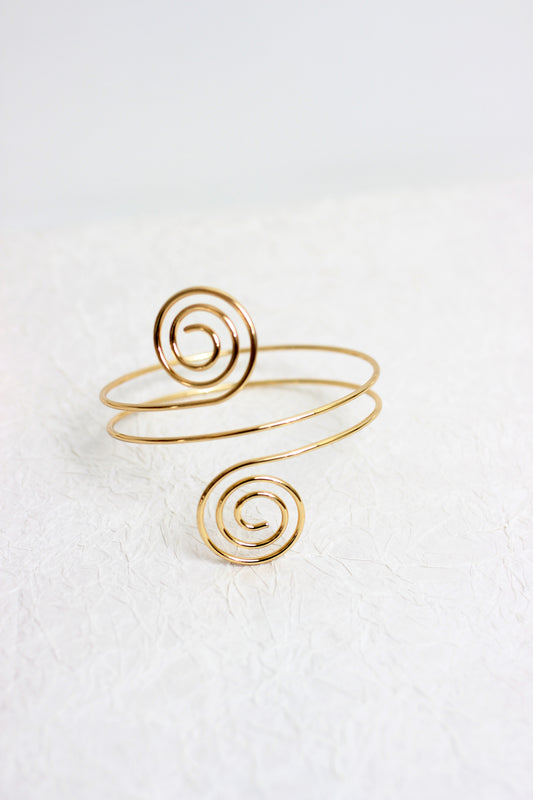 A2412MAT35925 - Gold-Tone Spiral & Floral Cuff Bracelet Set