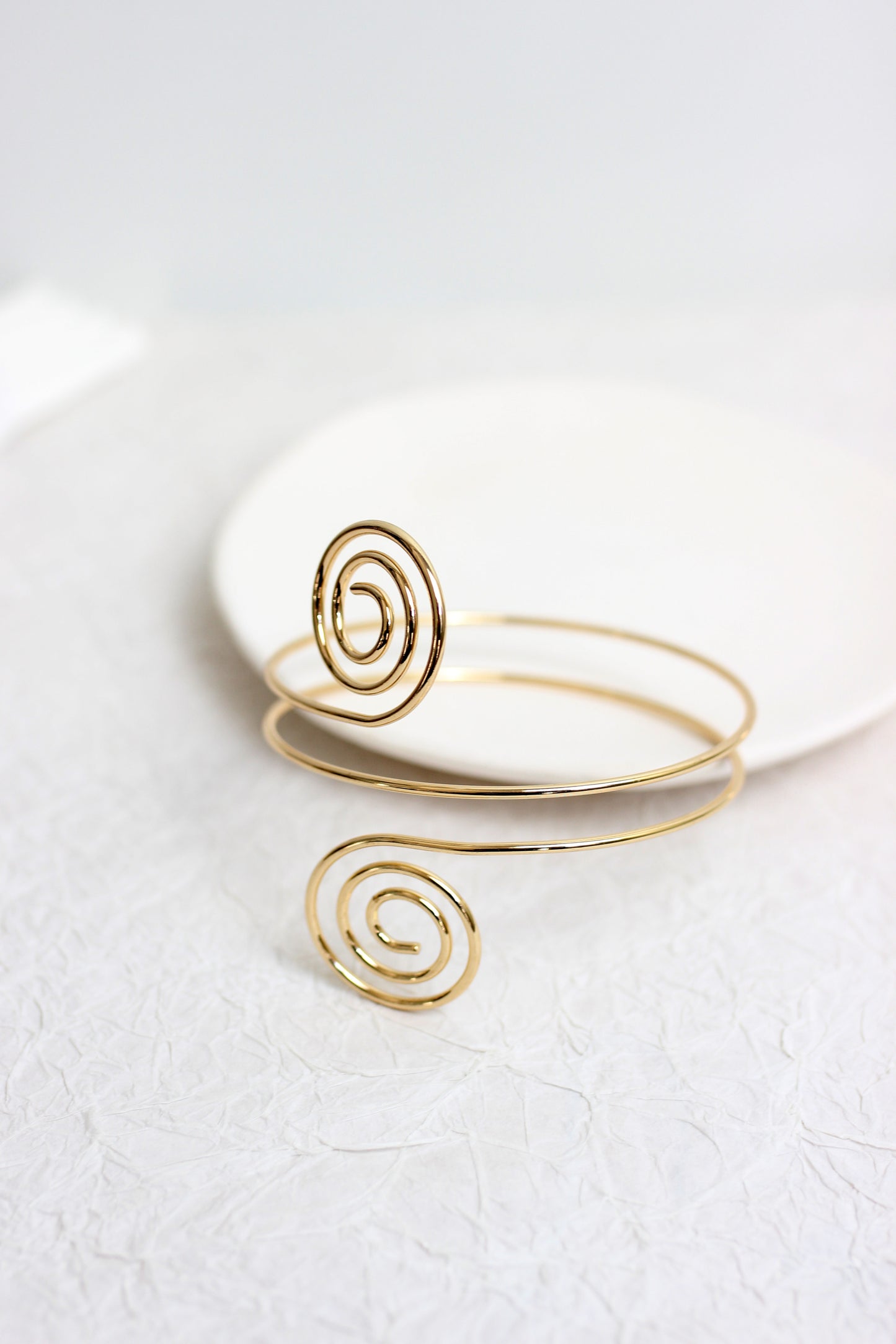 A2412MAT35925 - Gold-Tone Spiral & Floral Cuff Bracelet Set