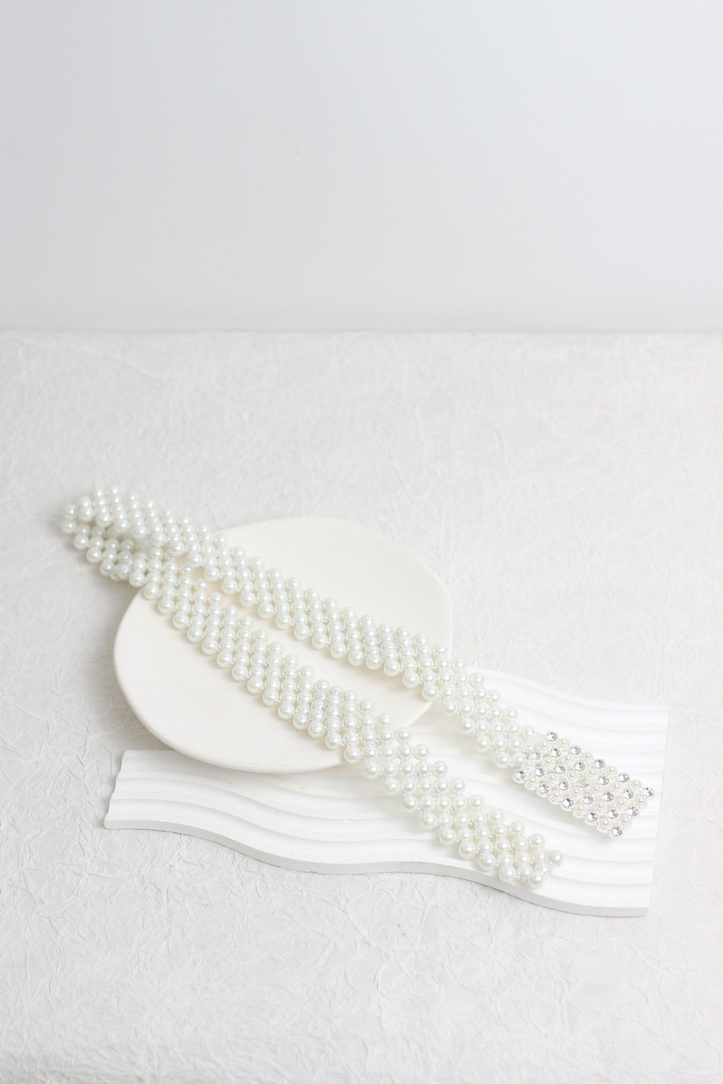 A2501DHS68784 - Elegant Multi-Layer Pearl Belt with Rhinestone Buckle