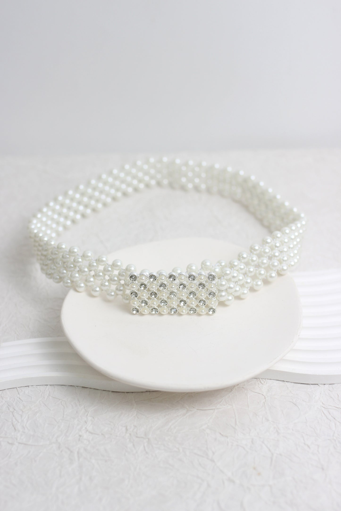 A2501DHS68784 - Elegant Multi-Layer Pearl Belt with Rhinestone Buckle