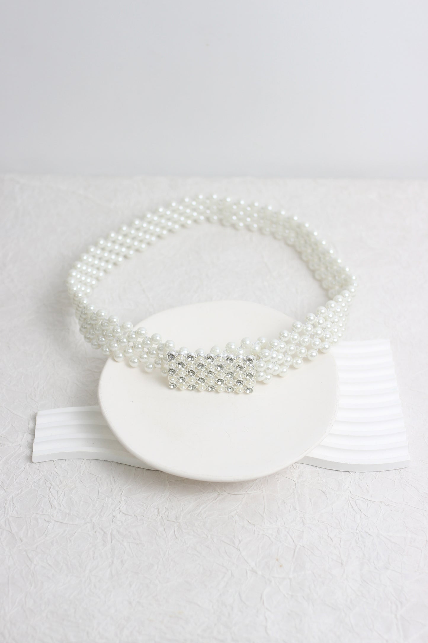 A2501DHS68784 - Elegant Multi-Layer Pearl Belt with Rhinestone Buckle