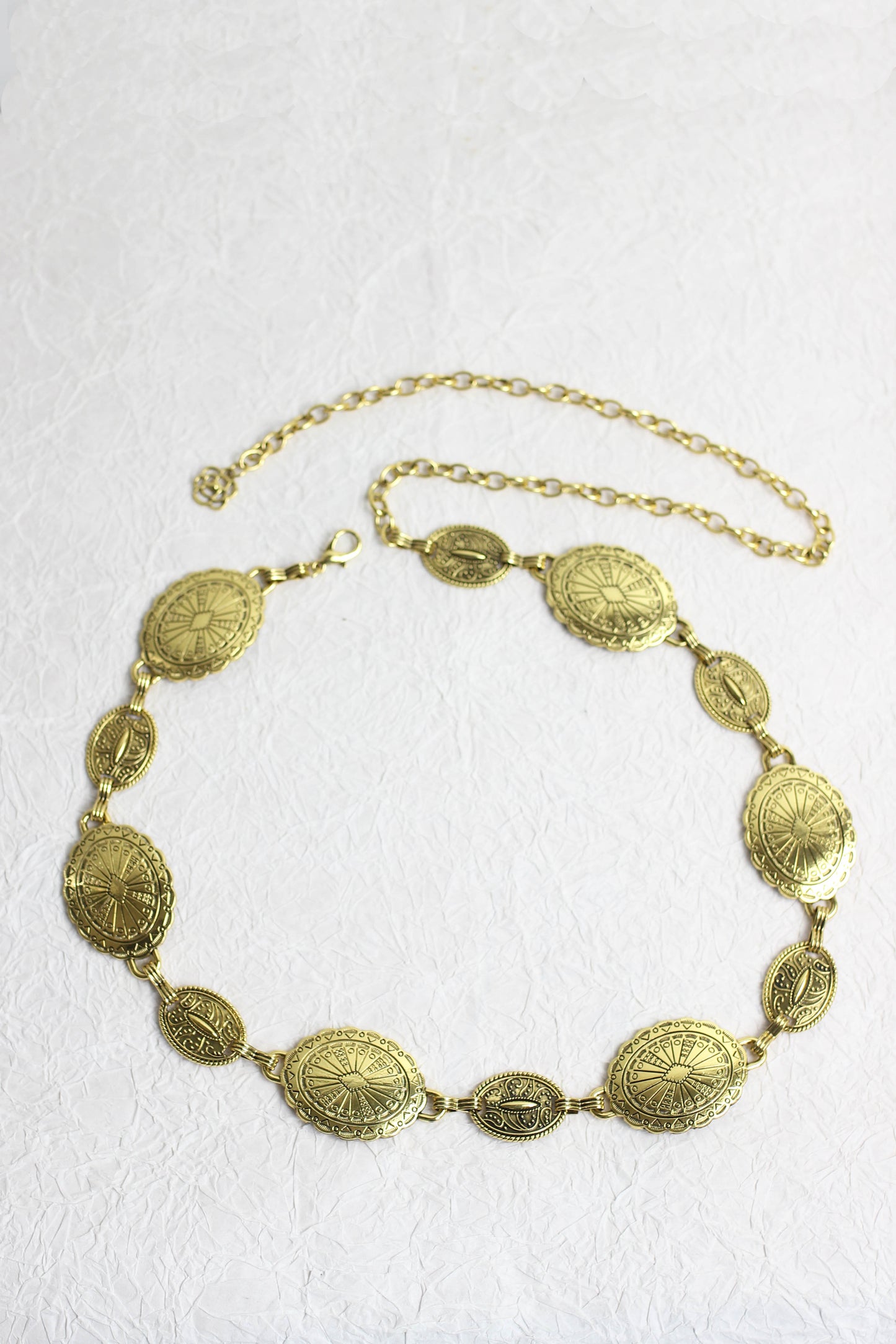 A2502WN48716 - Vintage-Inspired Gold Coin Chain Belt