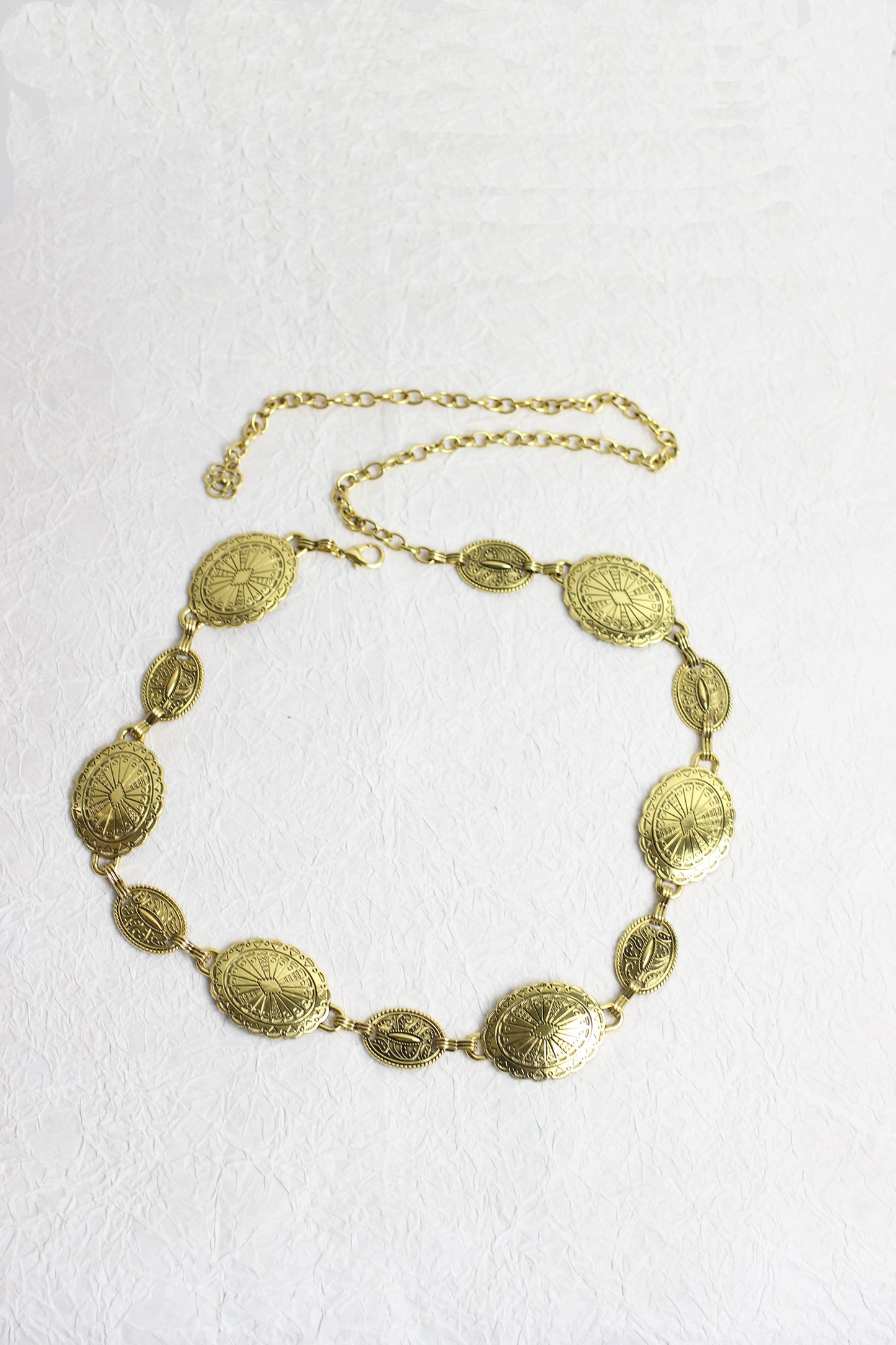 A2502WN48716 - Vintage-Inspired Gold Coin Chain Belt