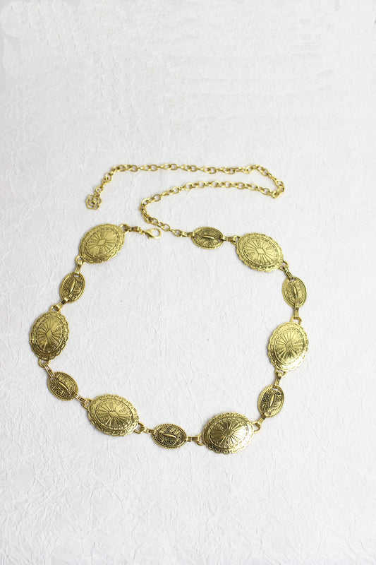 A2502WN48716 - Vintage-Inspired Gold Coin Chain Belt