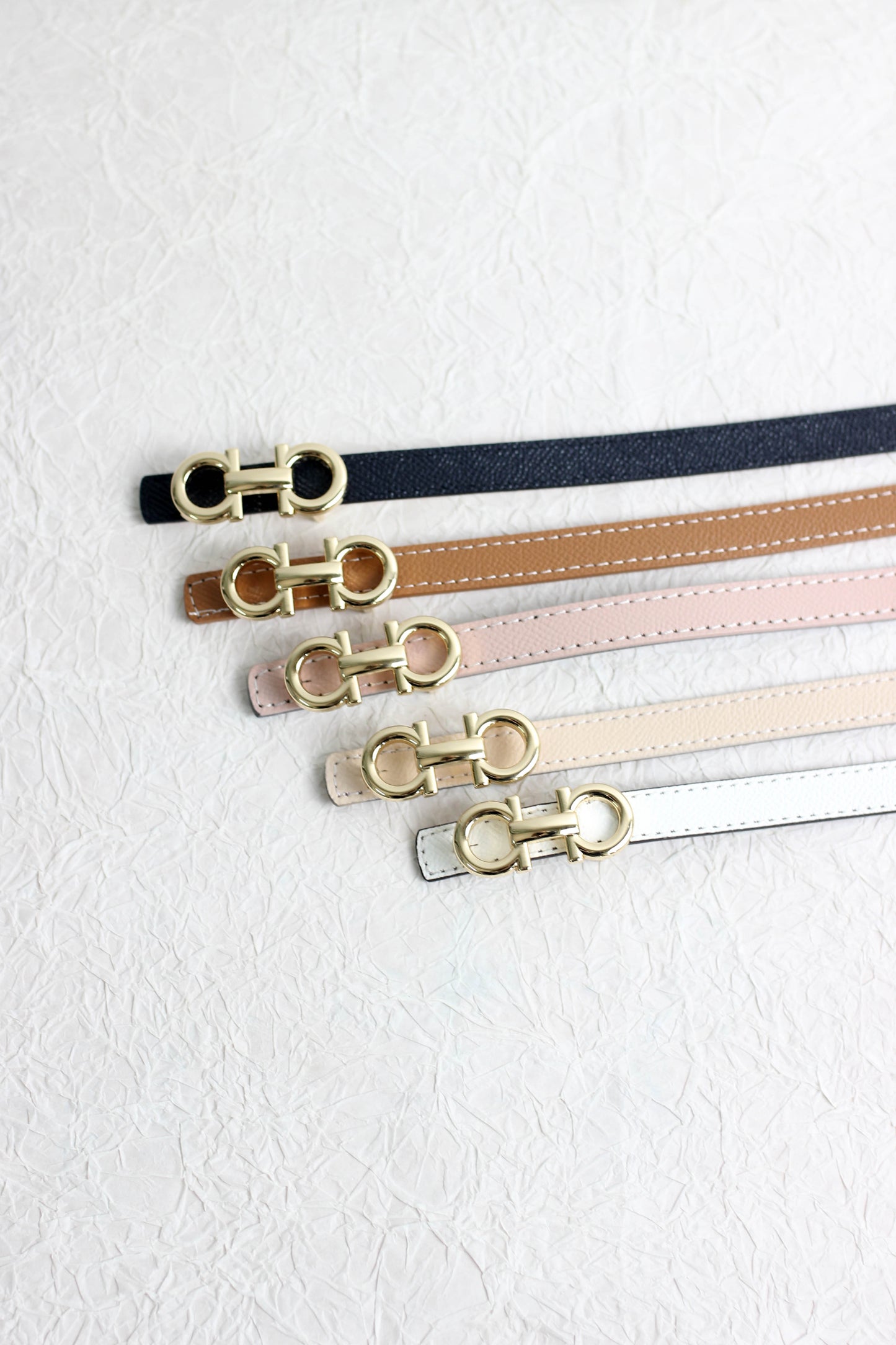 A2503DJN31845 - Slim Reversible Leather Belt with Gold Buckle