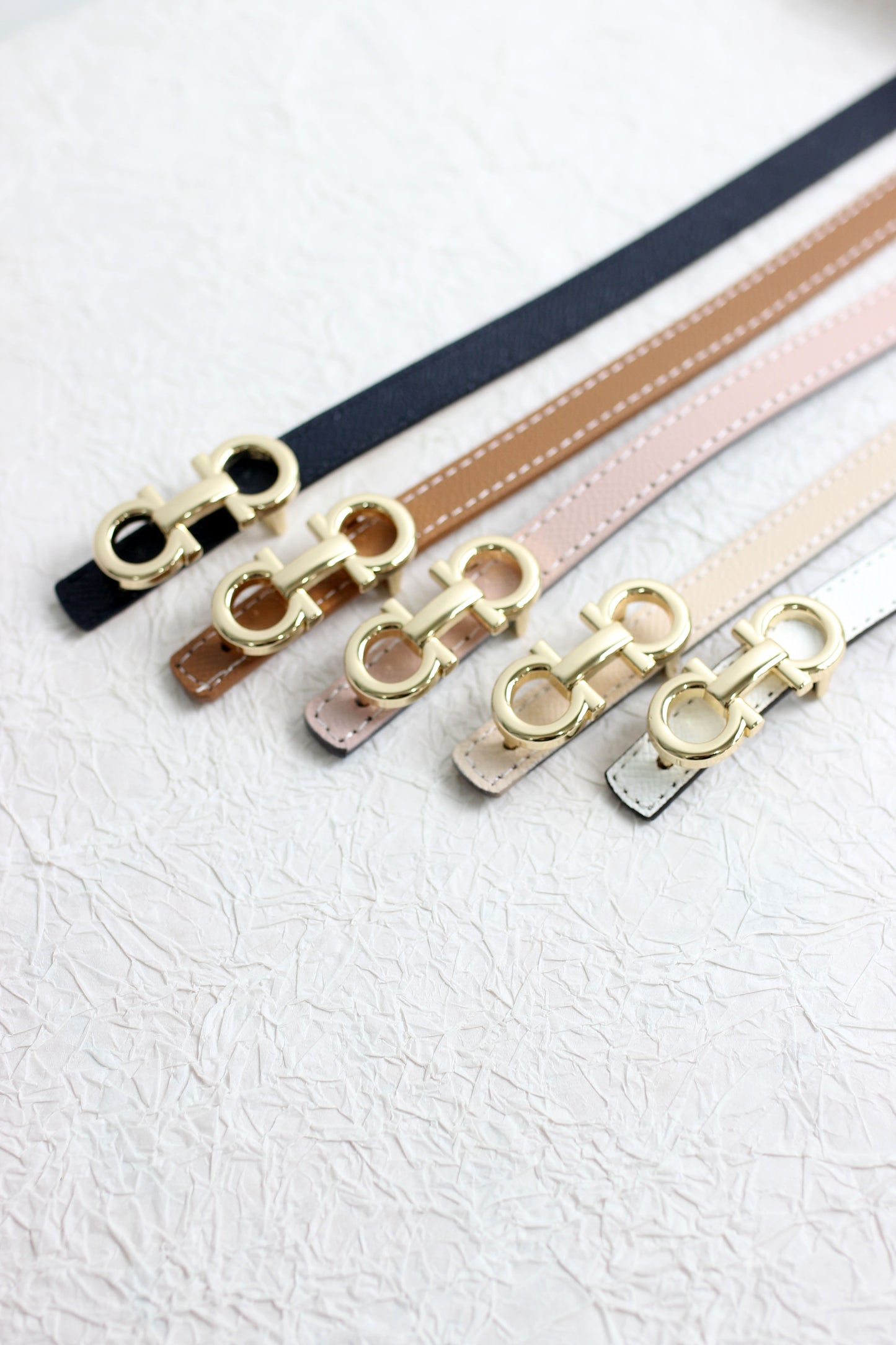 A2503DJN31845 - Slim Reversible Leather Belt with Gold Buckle