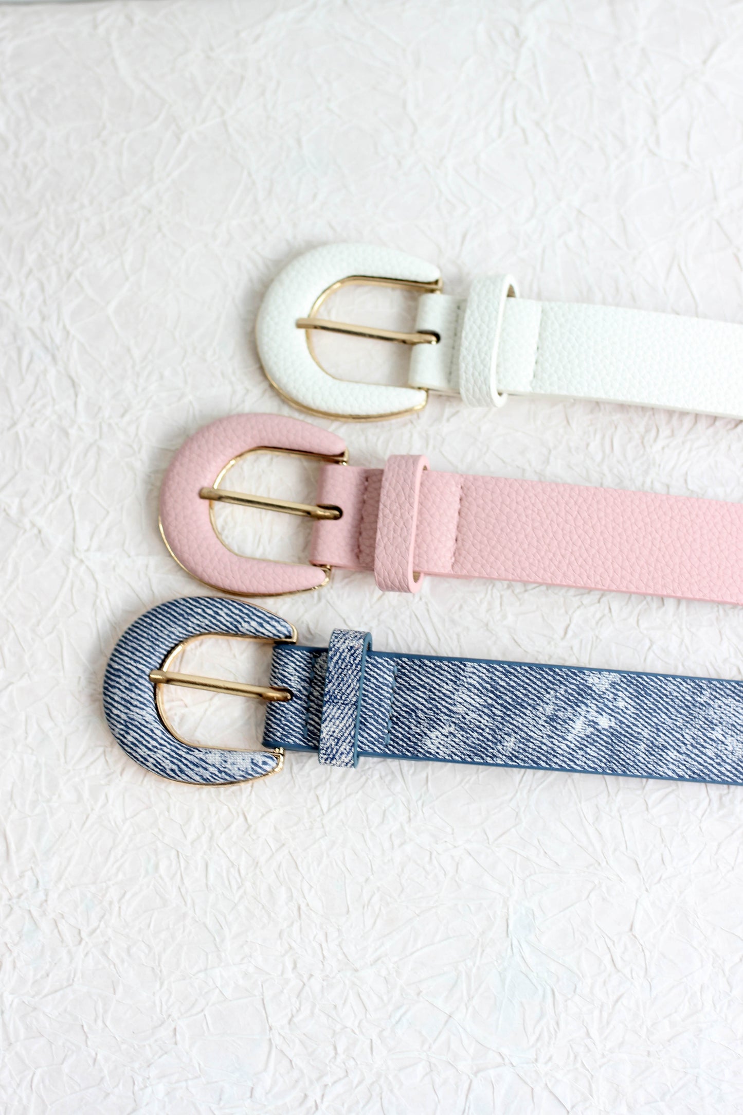 A2503NY91231 - Soft Pastel Faux Leather Belt with Oval Buckle