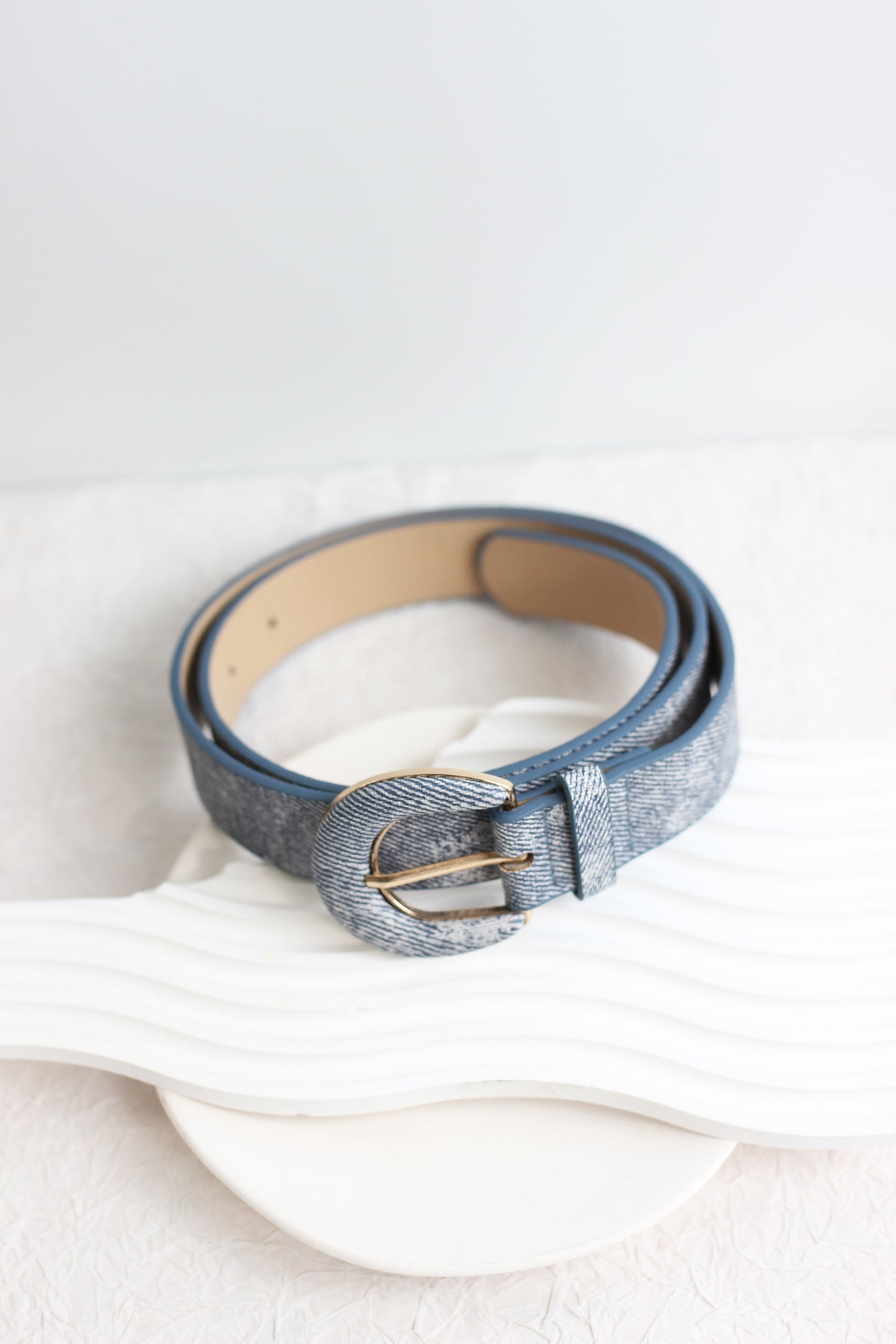 A2503NY91231 - Soft Pastel Faux Leather Belt with Oval Buckle