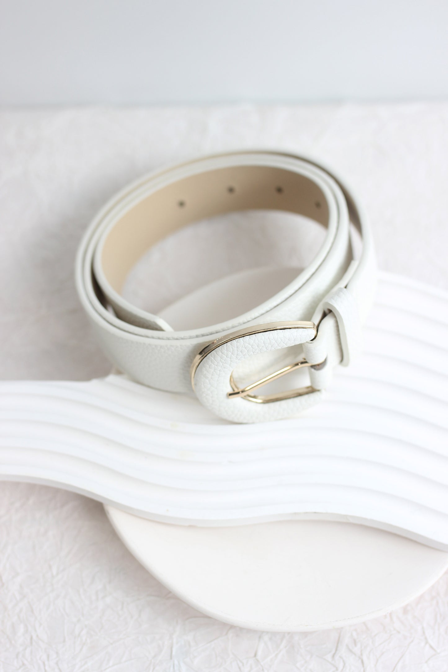 A2503NY91231 - Soft Pastel Faux Leather Belt with Oval Buckle