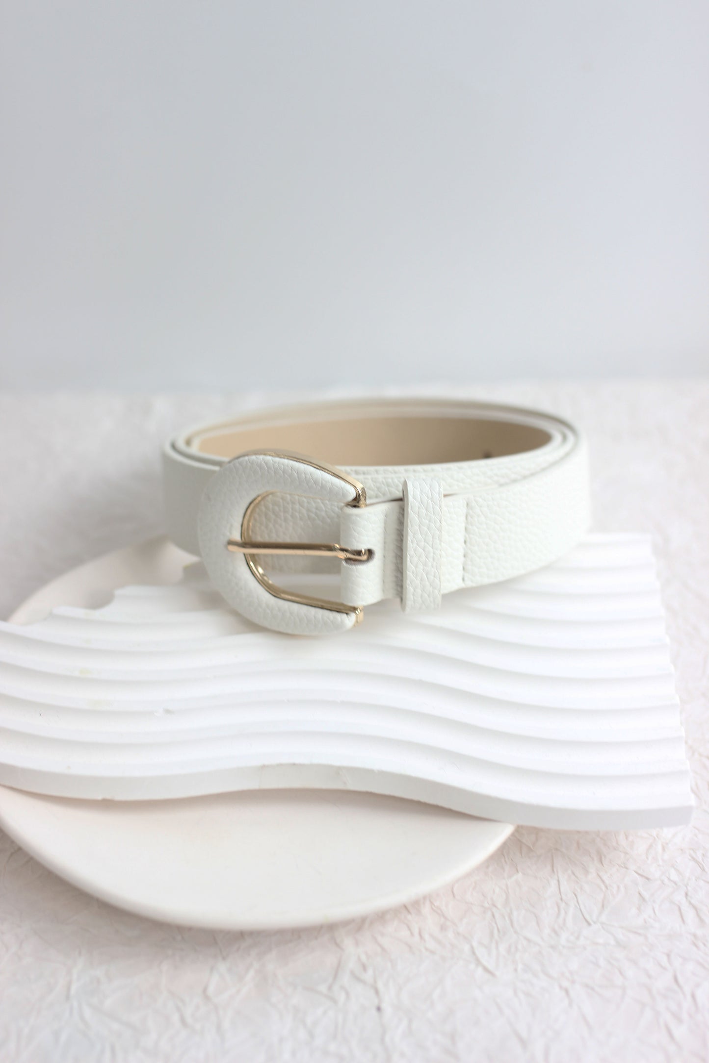 A2503NY91231 - Soft Pastel Faux Leather Belt with Oval Buckle